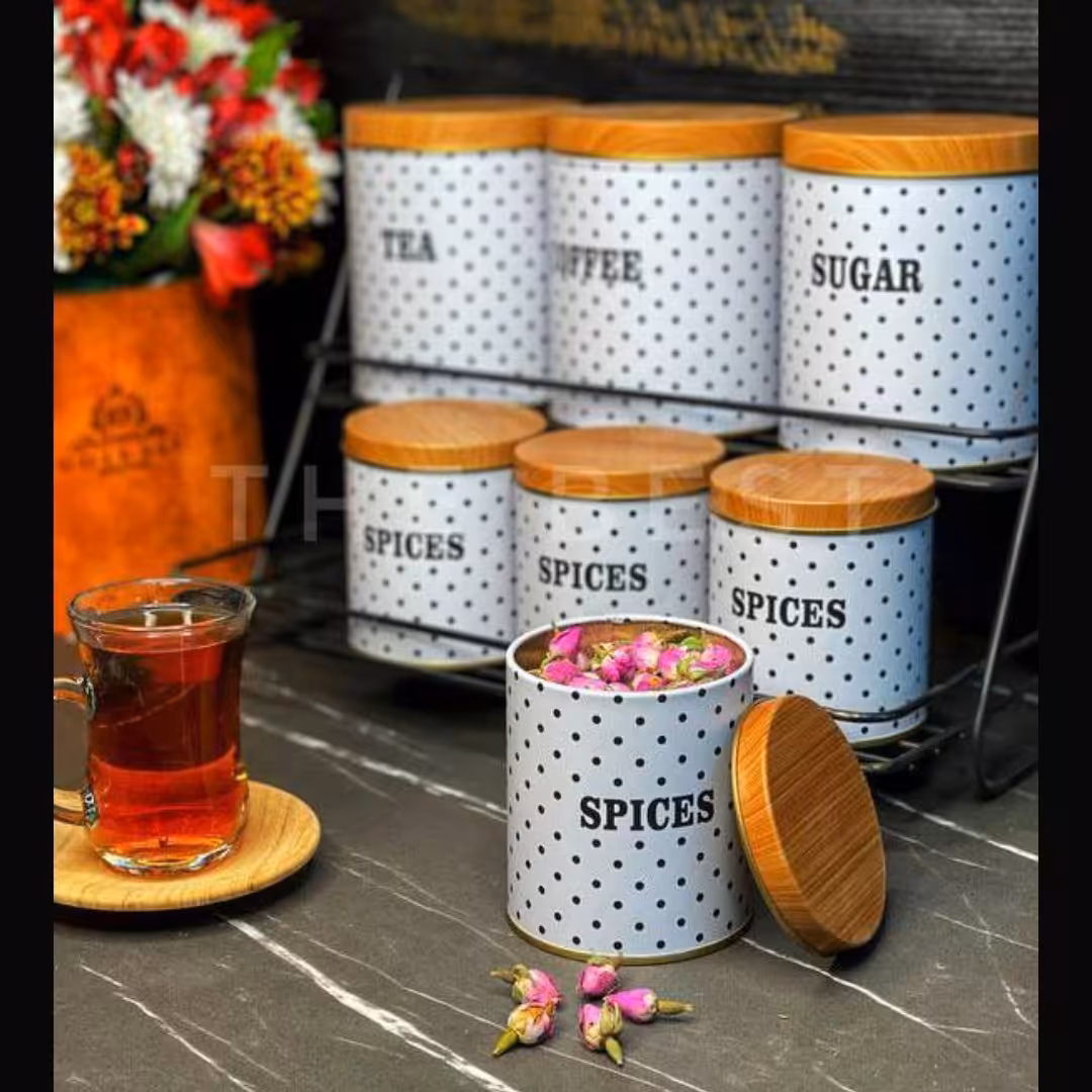 پاسماوری 7 تیکه استنددار  سفید خالدار فلزی