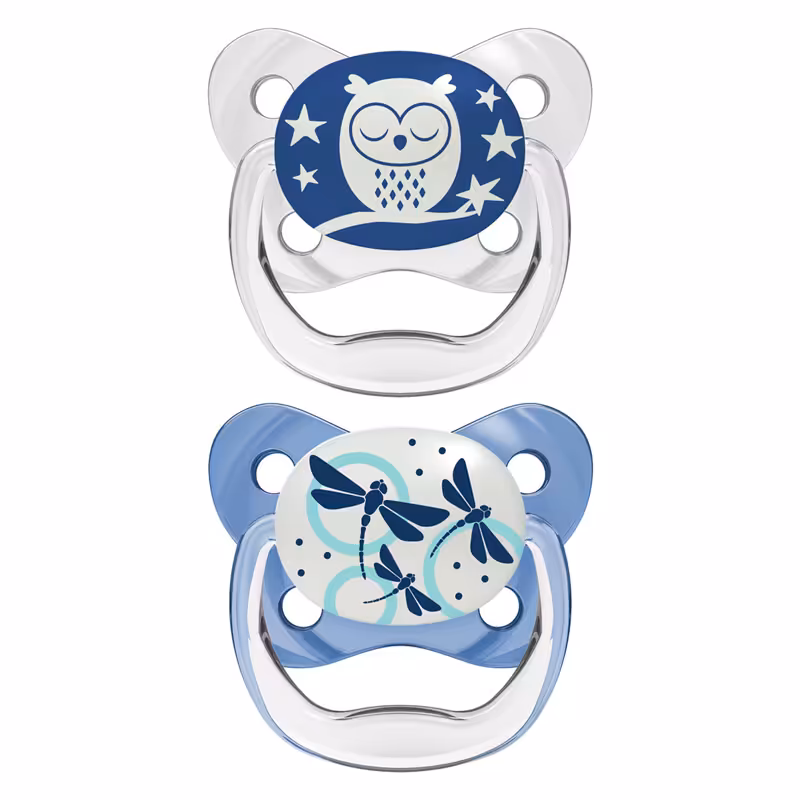 پستانک ارتودنسی دو عددی 0 تا 6 ماه طرح شبرنگ سنجاقک و جغد دکتر براون Dr Brown’s