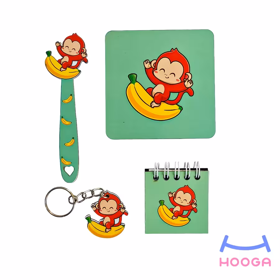 ست چهارتایی چوبی طرح میمون سبز - هوگا شاپ - فروش انواع محصولات فانتزی