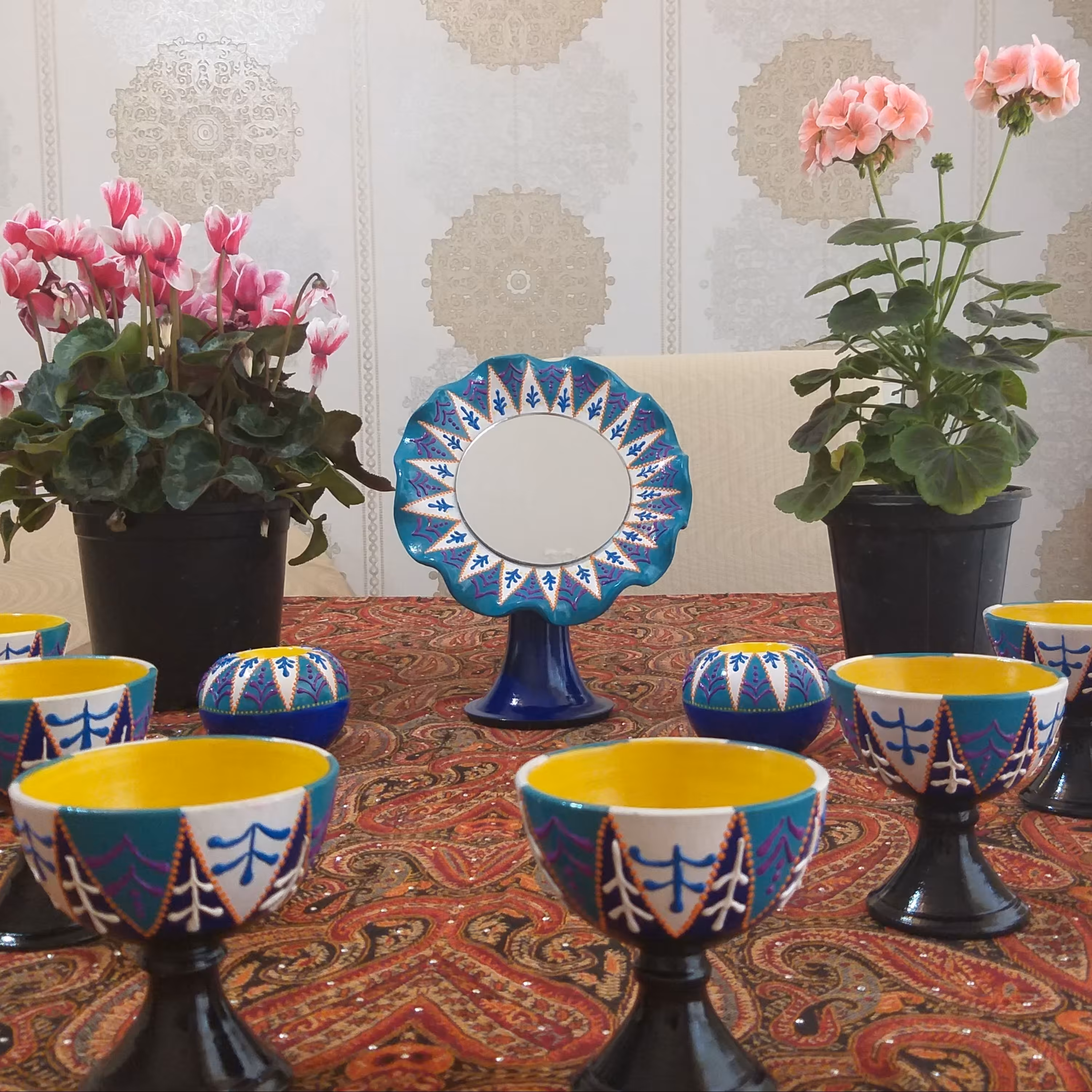 هفت سین جام  سفالی  نقطه کوبی شده ضد آب 