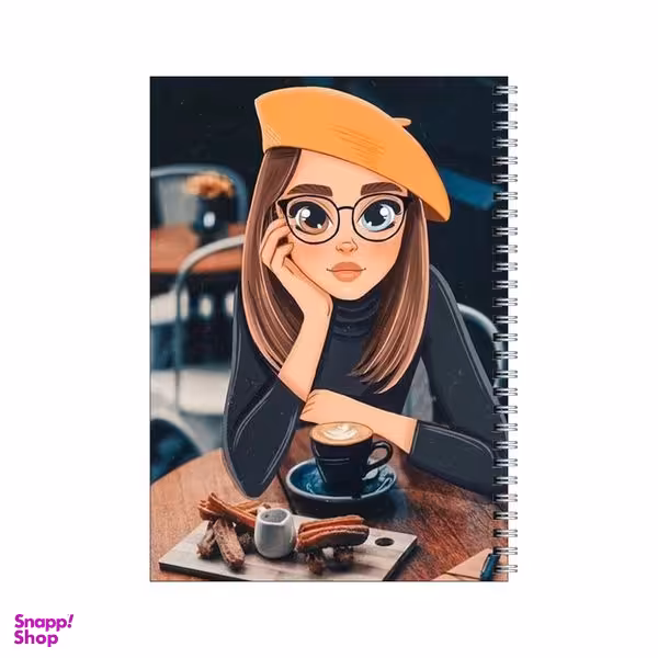 دفتر مشق 50 برگ بامبیلیپ طرح دختر و کافه و قهوه کد 7967563