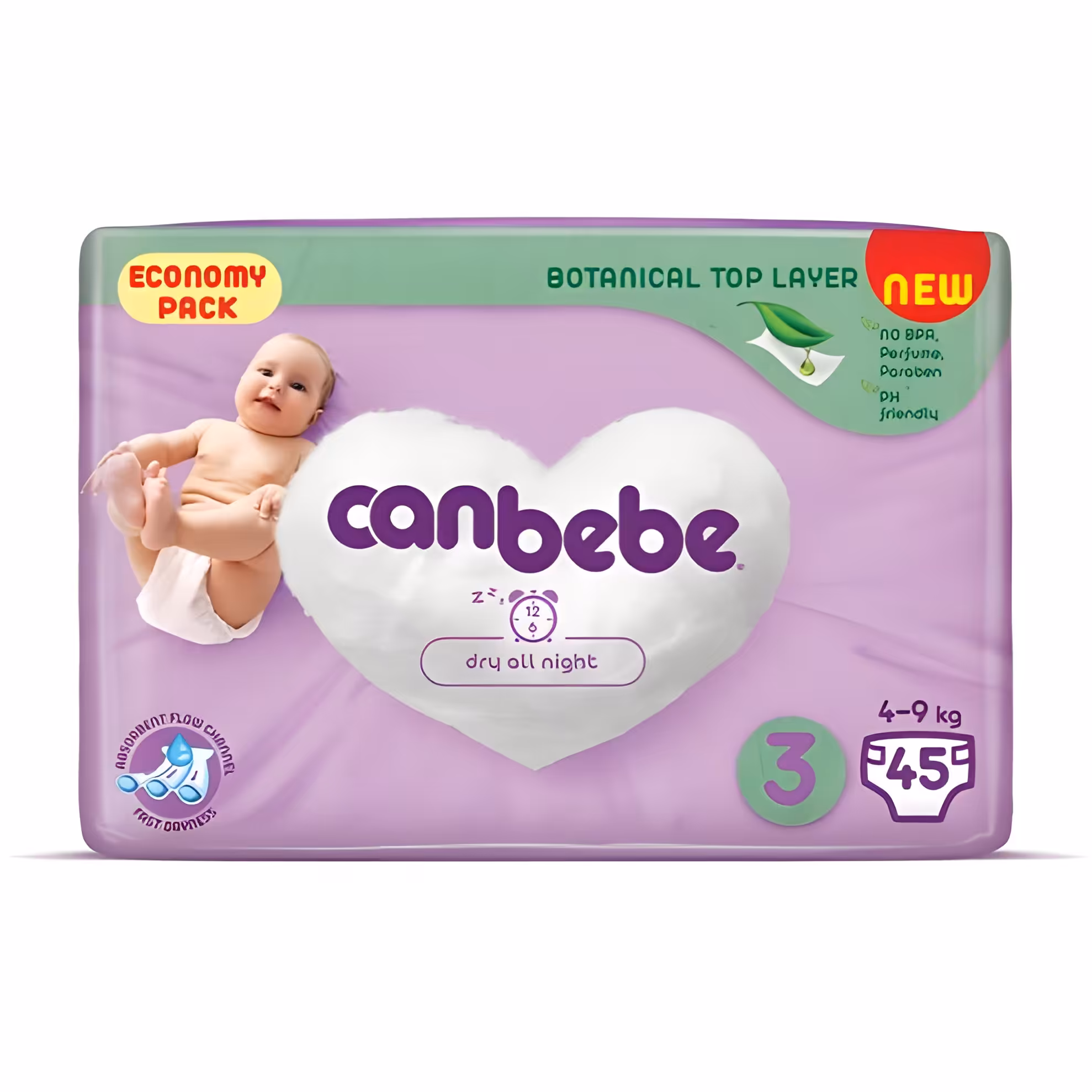 پوشک بچه جان ب ب Canbebe Jumbo Bebek Bezi سایز 3 بسته 45عددی