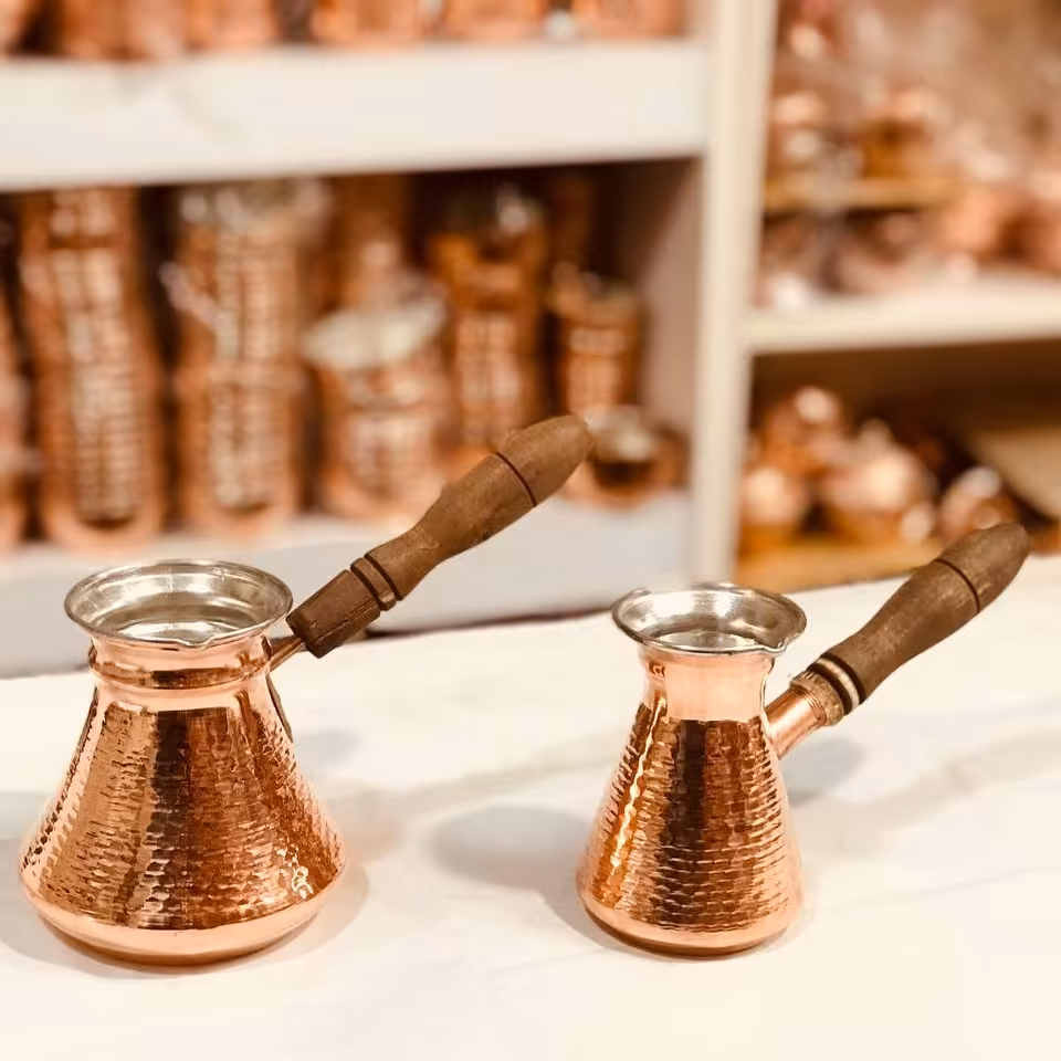  قهوه جوش مسی دسته چوبی-مناسب برای 6 کاپ 