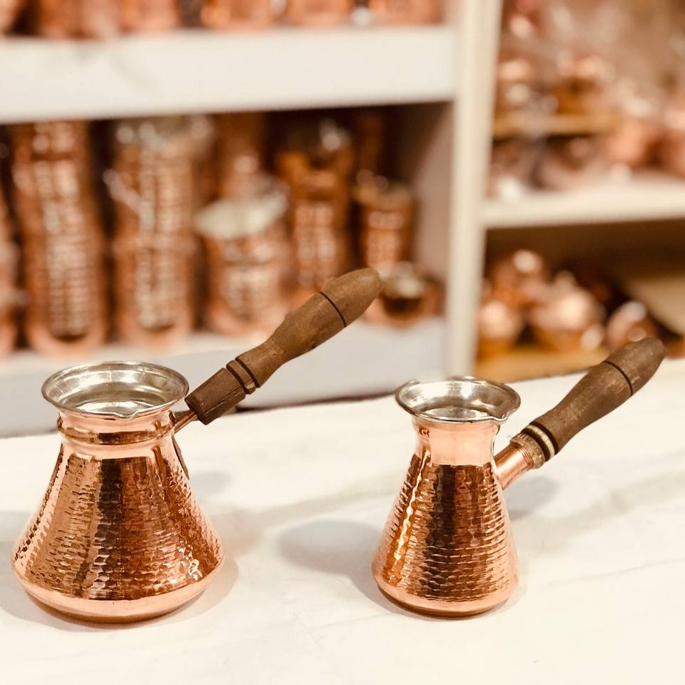 قهوه جوش مسی دسته چوبی-مناسب برای 6 کاپ