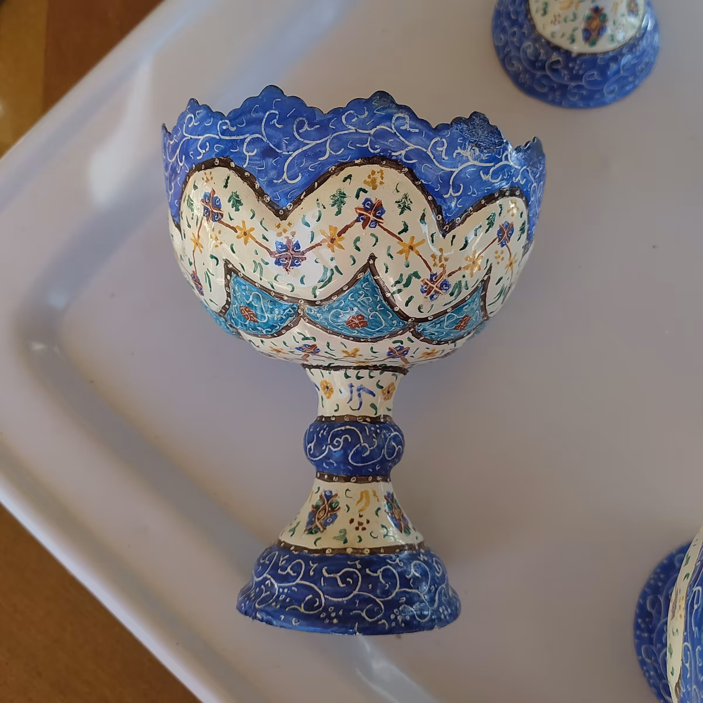 (6 عددی )بستنی خوری (جام) مینا کاری ارسال رایگان جنس(مس)