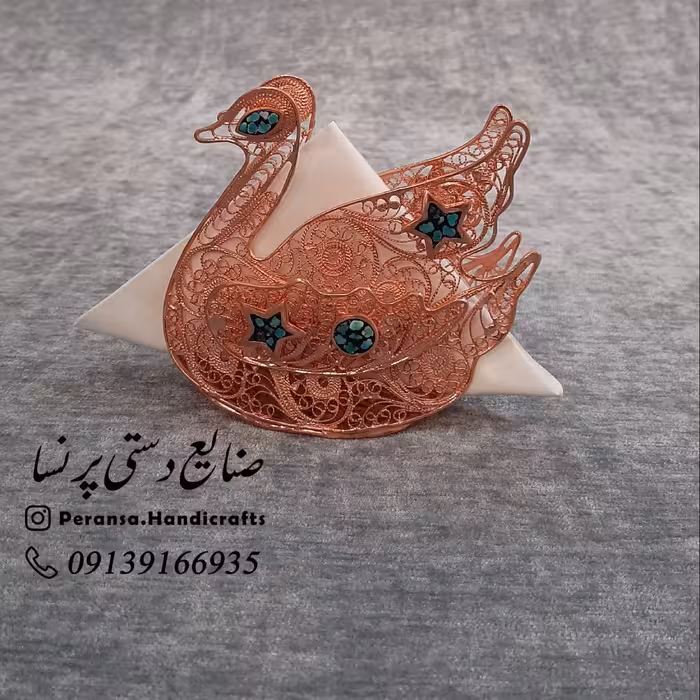 پرنده مسی فیروزه کوبی شده سایز متوسط برند پرنسا ارسال رایگان