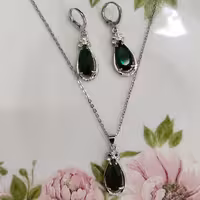 نیم ست شکوفه رنگ سبز