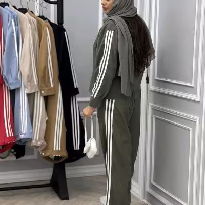 ست کت شلوار سه خط کتان کش