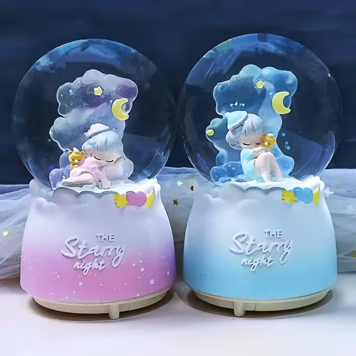 گوی موزیکال گردان و پمپی و چراغدار طرح دختر