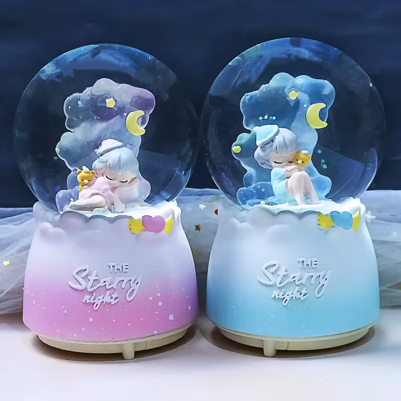 گوی موزیکال گردان و پمپی و چراغدار طرح دختر