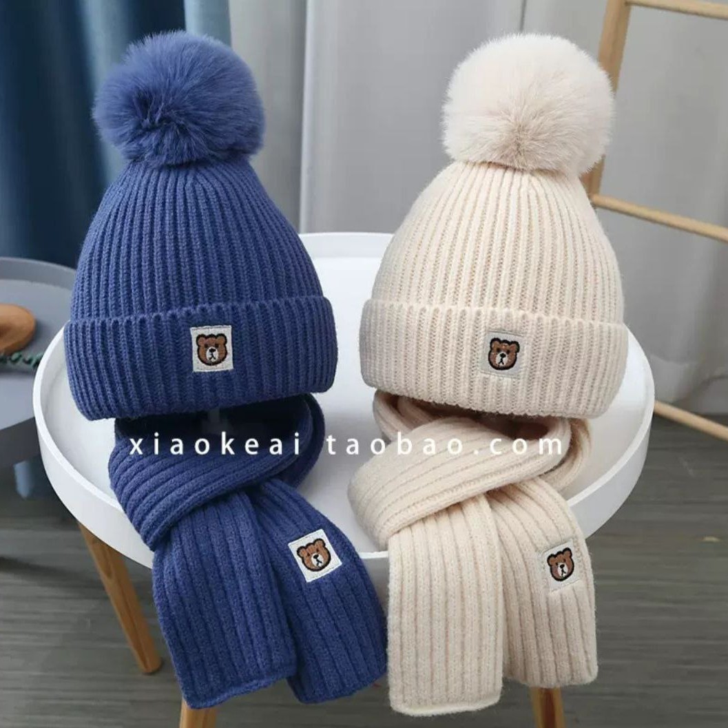 شال و کلاه بچگانه طرح تدی سایز 4تا8سال
