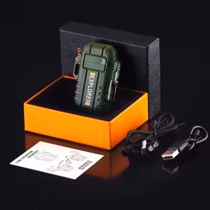 فندک پلاسمایی شارژی با پکیج (بدون نیاز به گاز و بنزین)