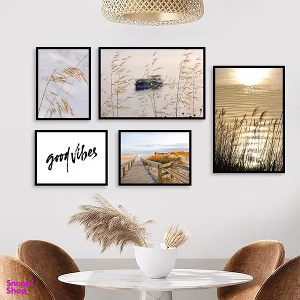 تابلو بکلیت مدل طرح نیزار و پل چوبی B-1020 مجموعه 5 عددی