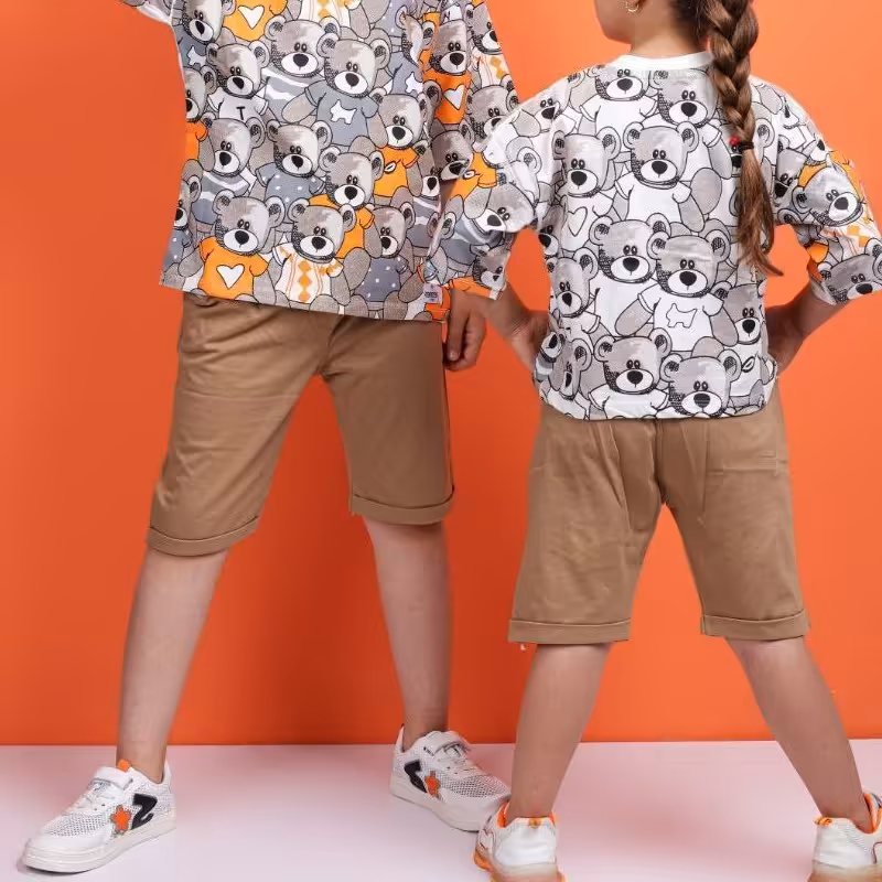 ست تیشرت و شلوارک اسپورت بچگانه مناسب حدود سنی 3 تا 9 سال تک رنگ جنس نخ پنبه اعلا کیفیت تضمینی شیک و خوشگل 