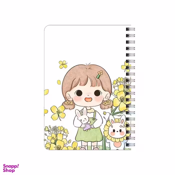 دفترچه یادداشت بامبیلیپ مدل چوبی طرح دختر و خرگوش و گل آفتابگردان کد 4778543