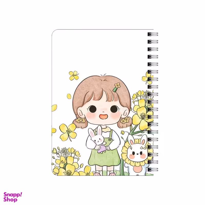 دفترچه یادداشت بامبیلیپ مدل چوبی طرح دختر و خرگوش و گل آفتابگردان کد 4778543