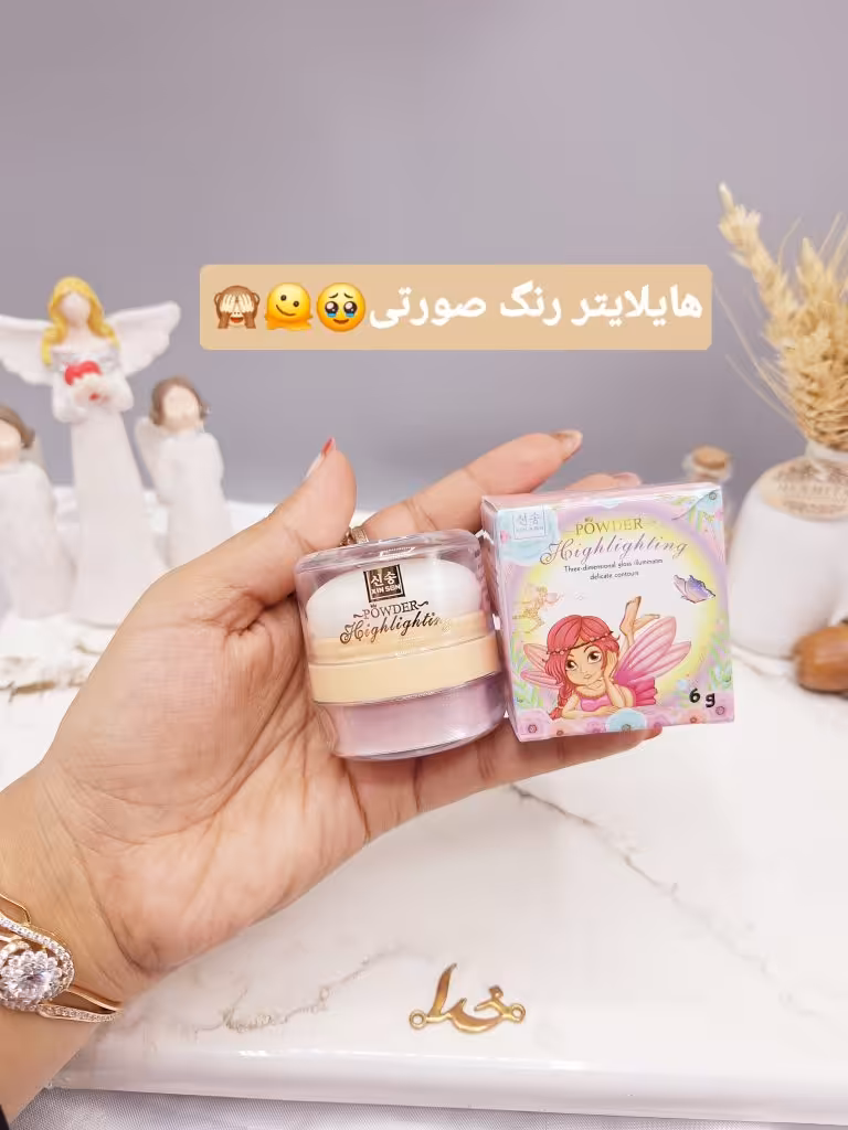 هایلایتر پد دار شاین ریز رنگ صورتی مناسب کل بدن طرح پری برند POWDER کد XS-1096
