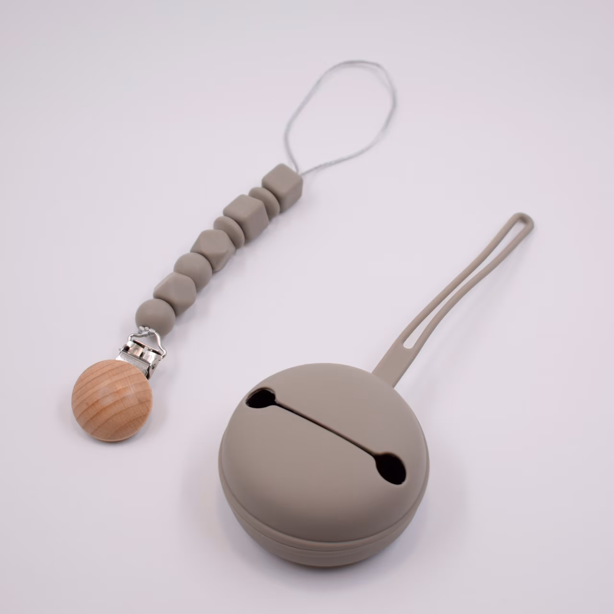 ست بند پستانک و کاور پستانک سیلیکونی - طوسی