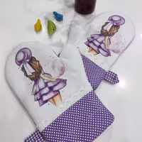 دستکش آشپزخانه بنفش سایزوطرح دلخواه