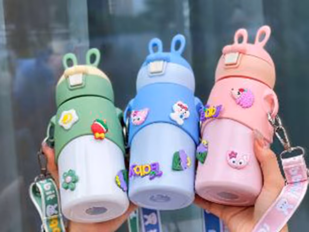 فلاسک استیل آب خوری نی دار طرح خرگوش