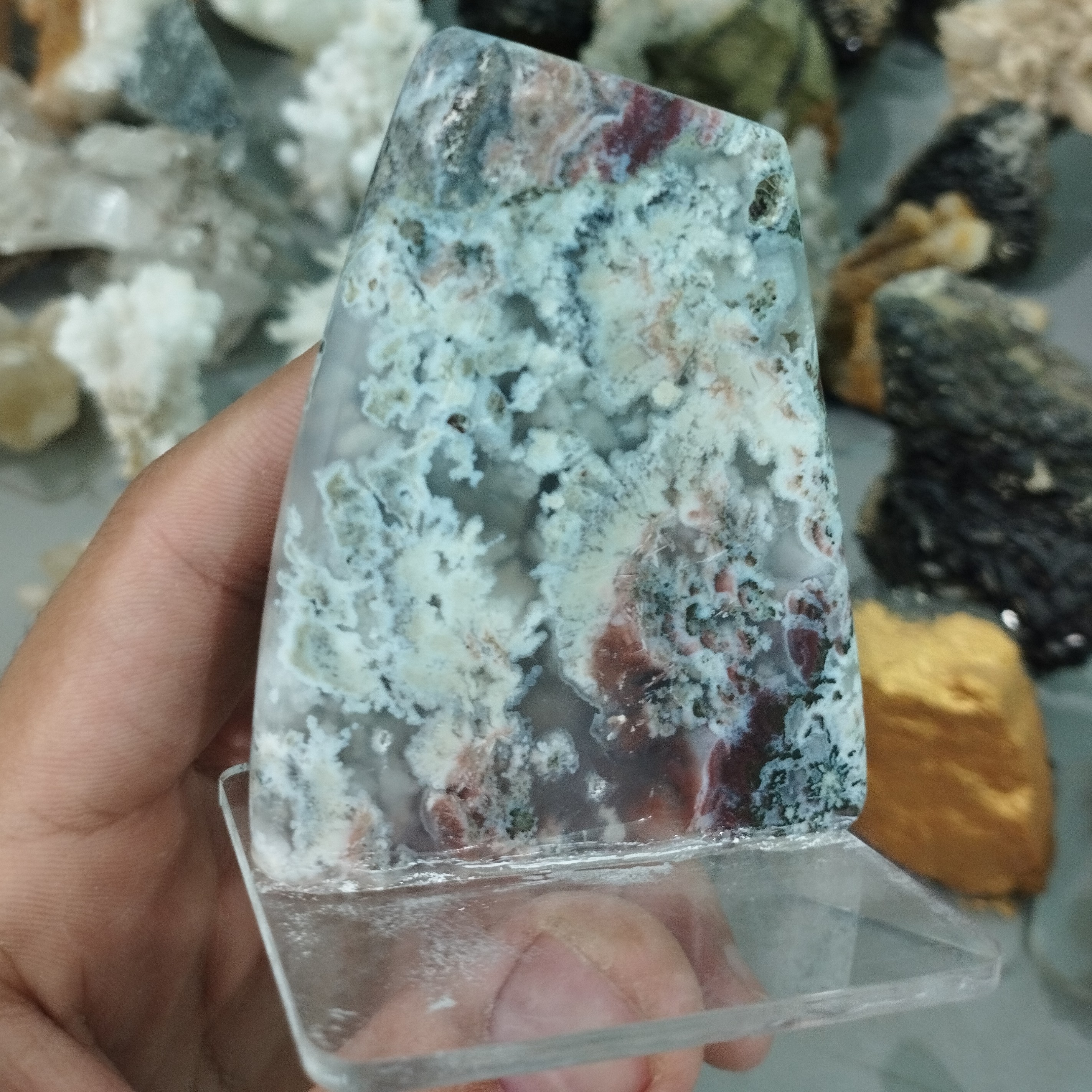 گوهر سنگ کلکسیونی شجر دستساز قد 8سانتیمتر پهنا 7سانتیمتر