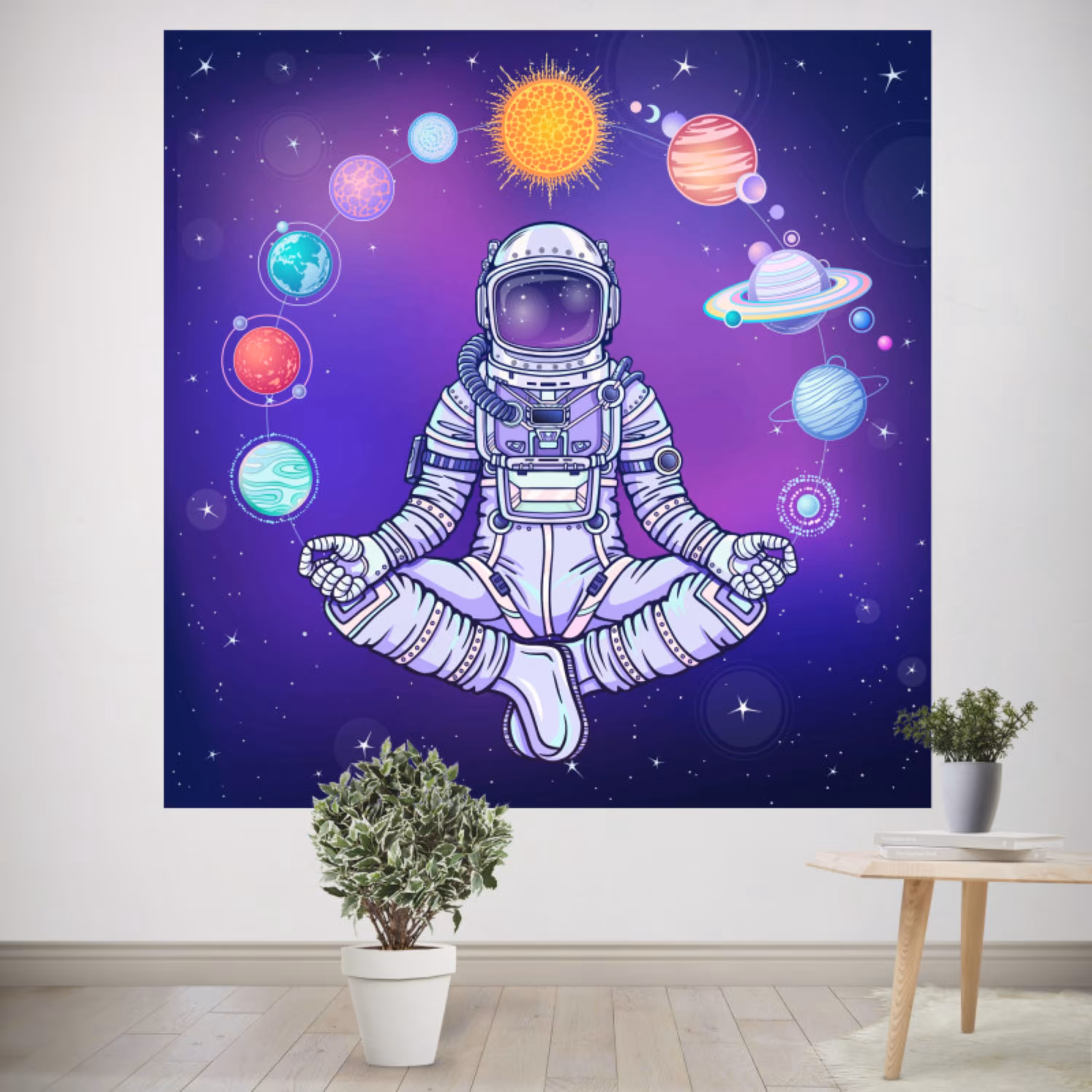 پوستر پارچه ای طرح تپستری فضانورد کد 047 سایز 50 در 70 سانتی متر