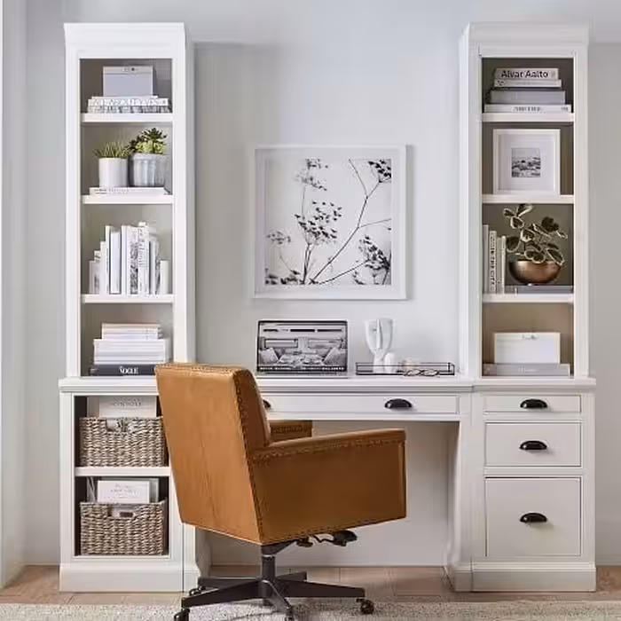 میزکامپیوتر یا میزتحریر کتابخانه دار 5 تیکه سفید