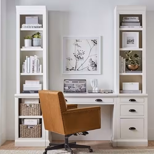 میزکامپیوتر یا میزتحریر کتابخانه دار 5 تیکه سفید