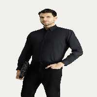 پیراهن / بلوز دکمه دار مشکی مردانه سیاه پنبه ای اتو و آهن به طور منظم بازوی بلند مناسب Kiğılı