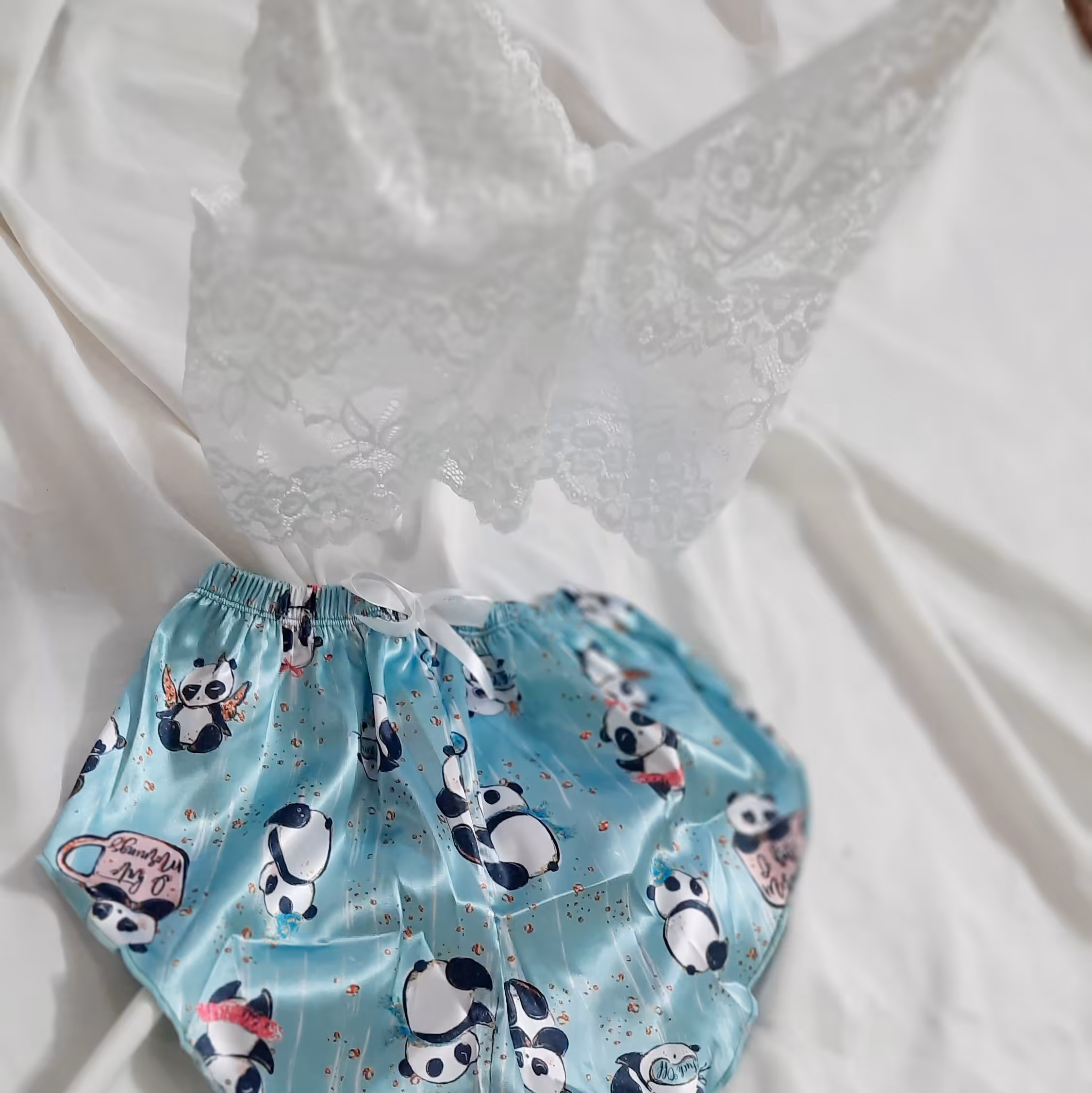 ست تاپو شورتک زنانه ساتن کد 3