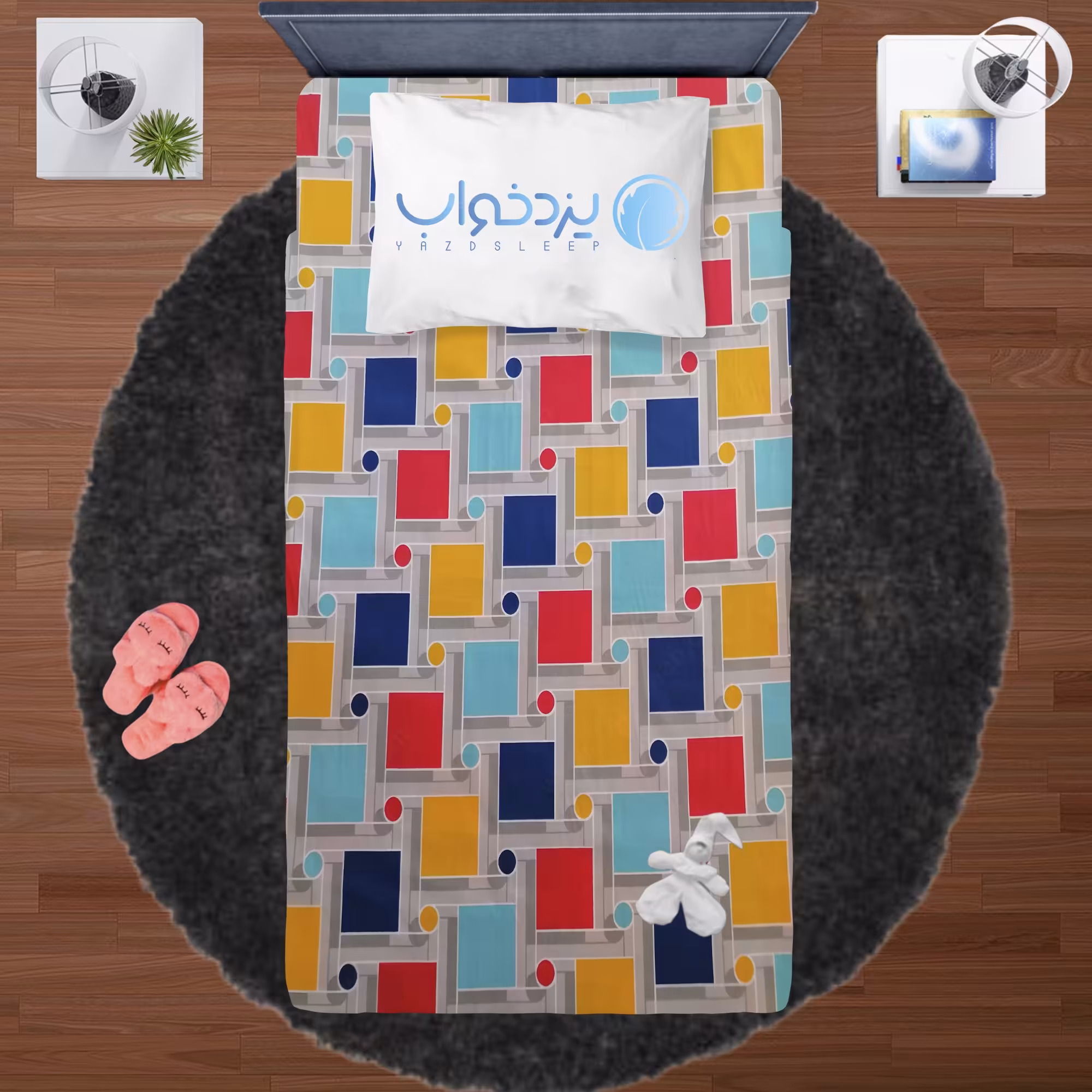 ملحفه کشدار دونفره عرض 160 پلی استر پنبه با روبالشی کد 265