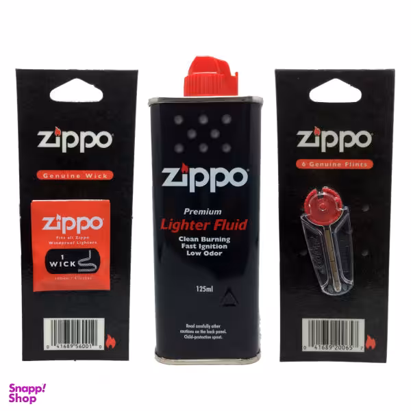 مجموعه سه عددی فیتیله و سنگ فندک و بنزین زیپو مدل AY257