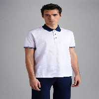 تی شرت یقه پولو سفید مردانه بسته بندی دکمه پنبه چوگان 010 Paul Shark Paul&amp;Shark