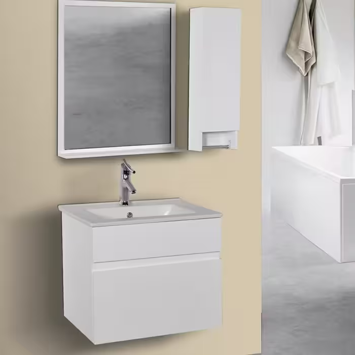 روشویی کابینتی سفید با سنگ سرامیکی ارسال به سراسر ایران
