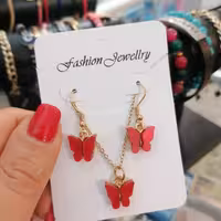 ست گردنبندوگوشواره پروانه ای قرمز
