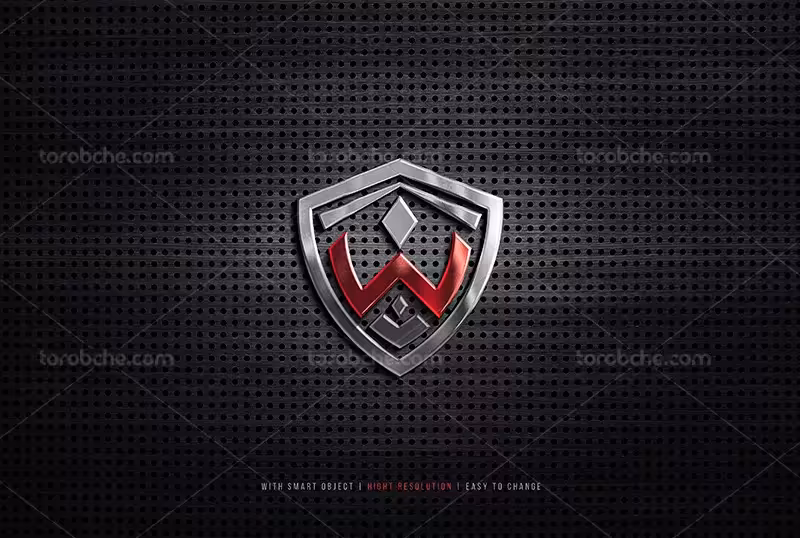 موکاپPSD لوگو فلزی 3D لایه باز | گرافیک با طعم تربچه