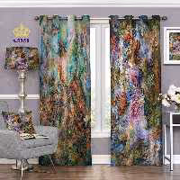 پرده پذیرایی دو قواره طرح انتزاعی کد S5551