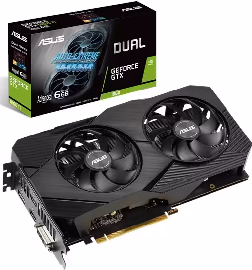 کارت گرافیک ایسوس مدل DUAL-GTX1660-A6G-EVO  با حافظه 6 گیگابایت