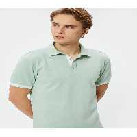 تی شرت یقه پولو سبز مردانه دکمه تناسب باریک POLO YAKA T با آستین کوتاه Koton