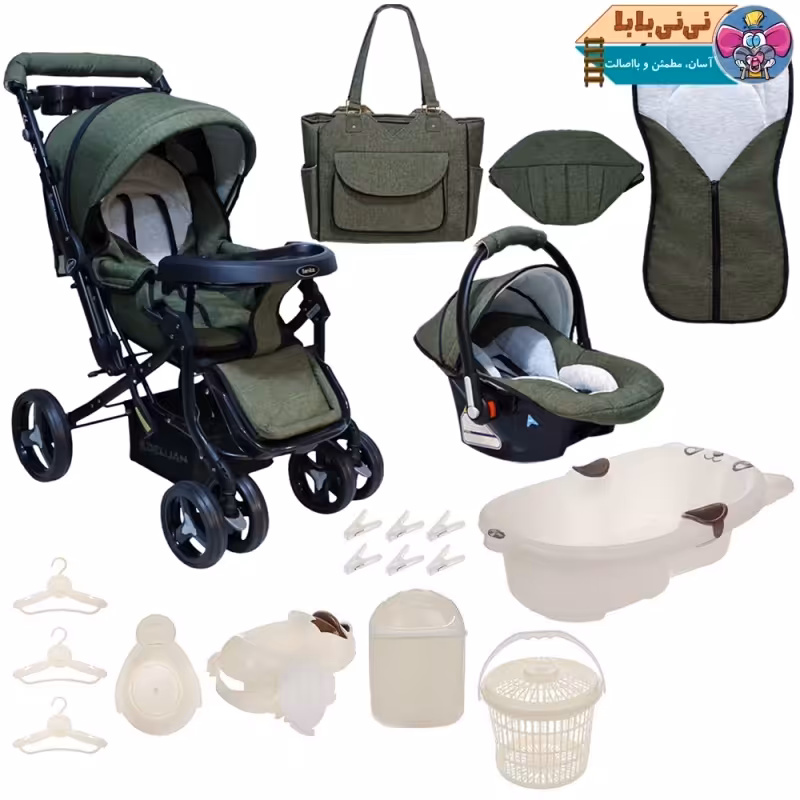 ست 13تکه کالسکه دلیجان طرح baby4life کد zt202