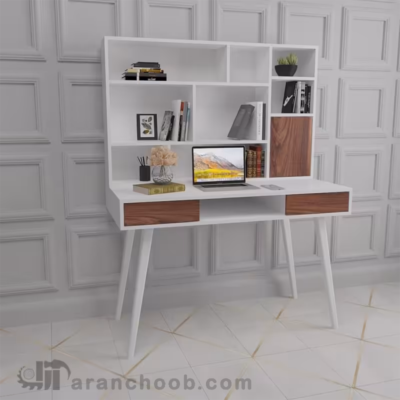 میز تحریر پایه دار 120cm به همراه کتابخانه