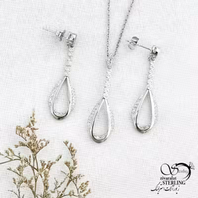نیمست جواهری آویز اشک نقره ایتالیا کد 14865