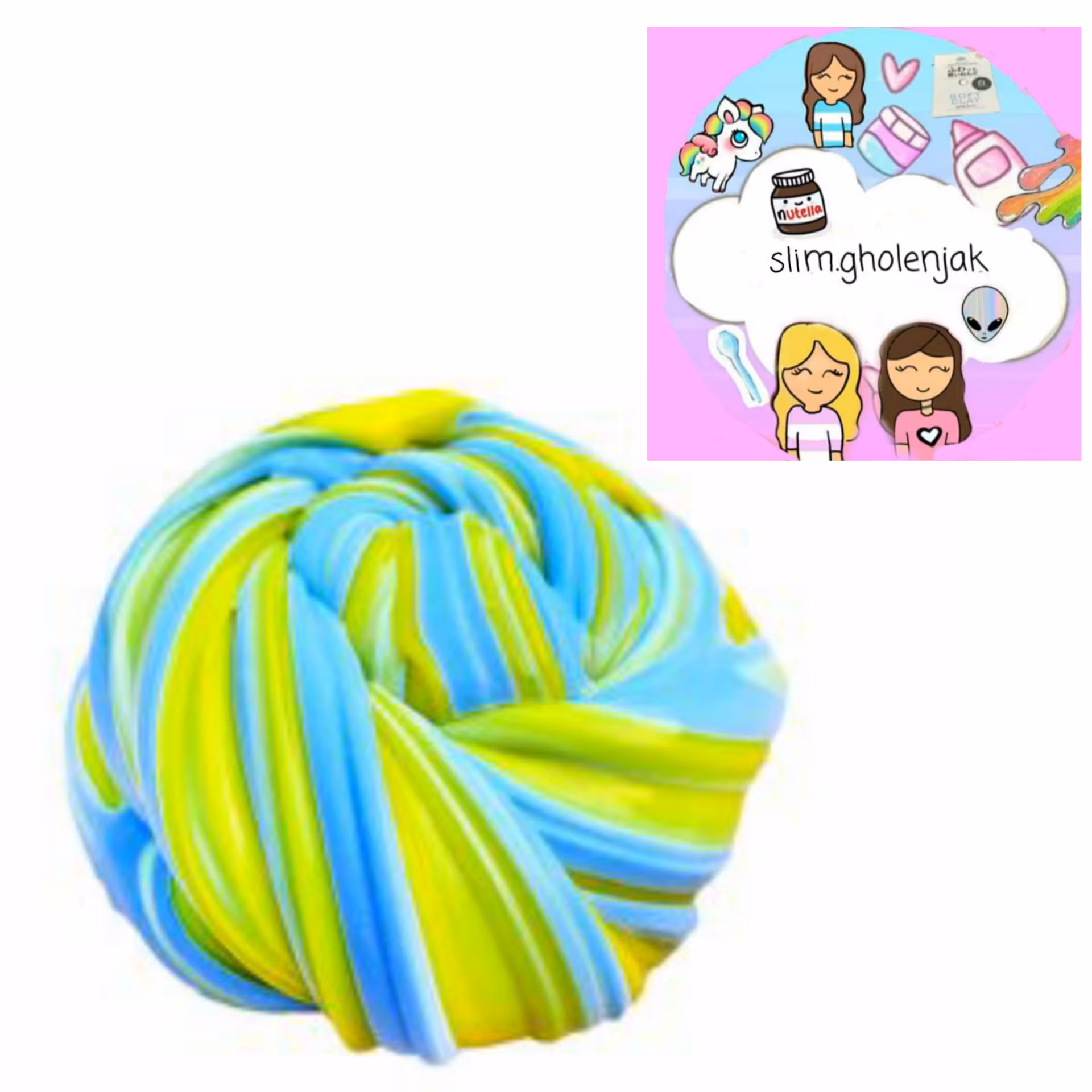 اسلایم دو رنگ خامه ای 💛💙