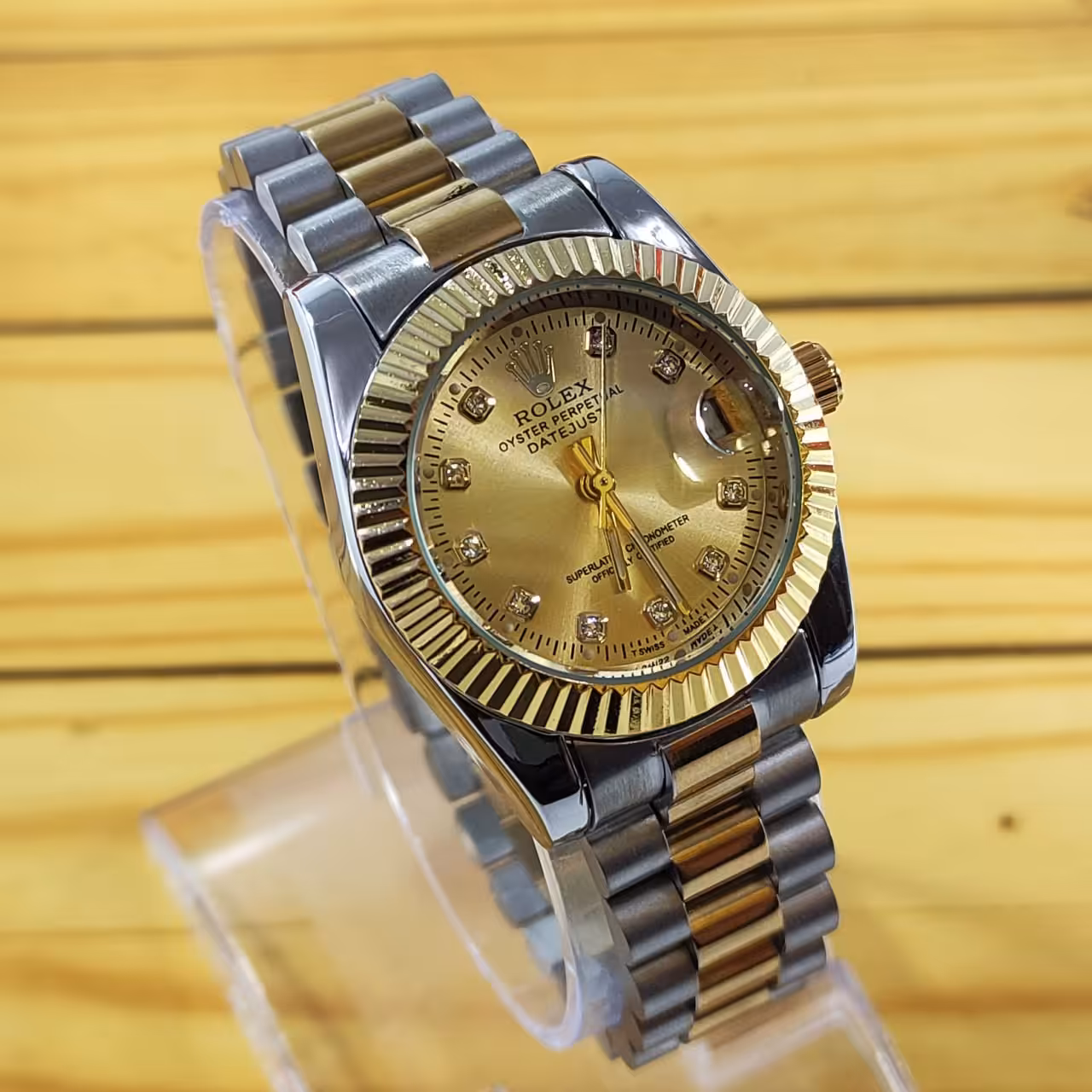 ساعت مچی زنانه رولکس تاجدار طلایی نقره ای