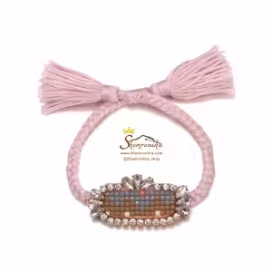 دستبند بافت آویز منگوله صورتی BNG303P0