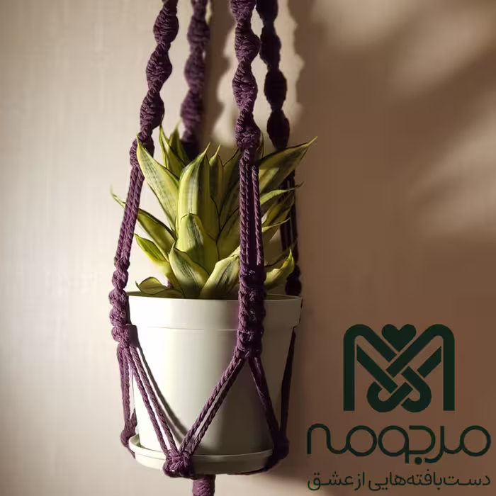 آویز گلدان مکرومه رنگی 