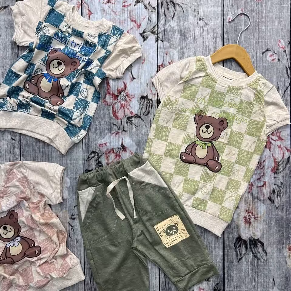 تی شرت و شلوارک پسرانه، طرح خرسی، سایز 35 تا 50