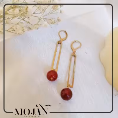 گوشواره استیل با سنگ عقیق کد851