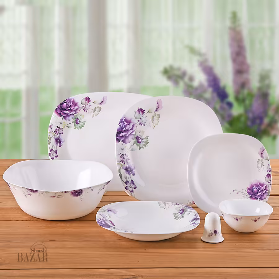 سرویس غذاخوری 28 پارچه طرح کاترینا 450 قالب مربع پارس اپال