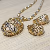 نیم ست گوشواره و گردنبند (بدلیجات مجلسی) با زنجیر فوق العاده شیک کد 1 رنگ طلایی نقره ای